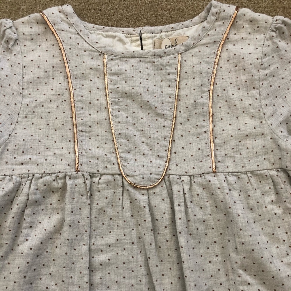 Peek Tan Polka Dot w/ gold trim Dress size 10